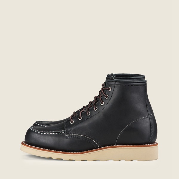 Red Wing Womens 6-inch Classic Moc - Short Boundary Leather - Heritage Boots Black - 1856KURAQ